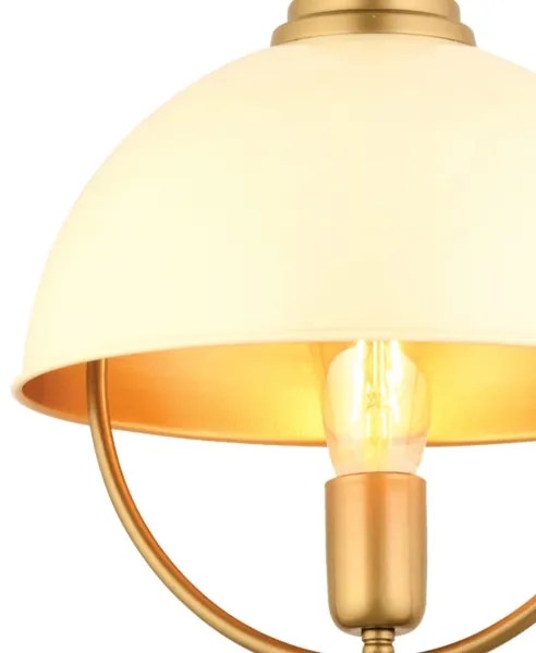 Lustră suspendată MONZA pe cablu, 1 x E27 / 40 W / 230 V, Ø 30 cm, crem/auriu