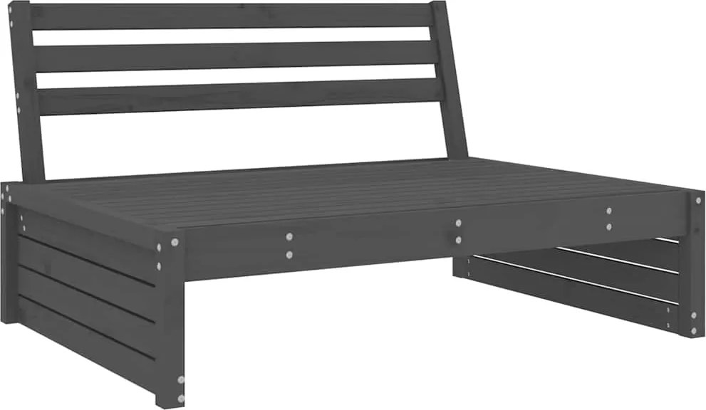 vidaXL Canapea de mijloc de grădină, gri, 120x80 cm, lemn masiv pin