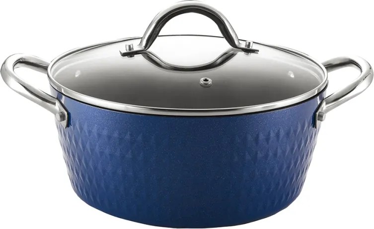 Oala cu capac Zilan ZLN9617 diamond, cu baza de inductie, ceramica si inox, usor de spalat, 24 cm,4L