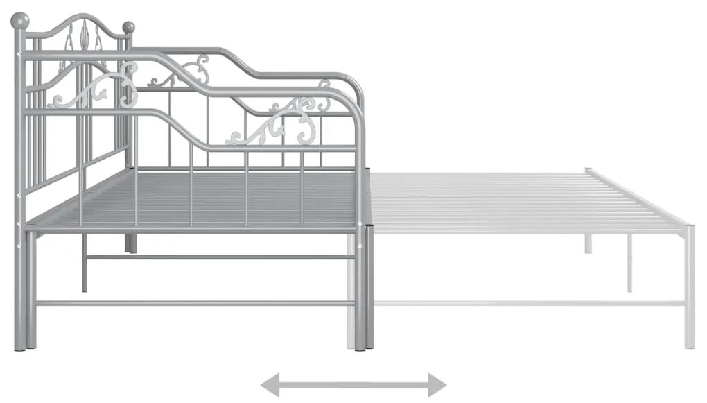 Cadru pat canapea extensibila, gri, 90x200 cm, metal Gri