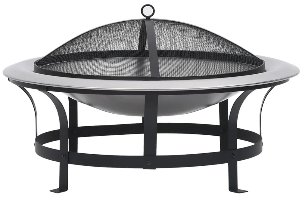 46530 vidaXL Vatră de foc de exterior cu grătar, 76 cm, oțel inoxidabil