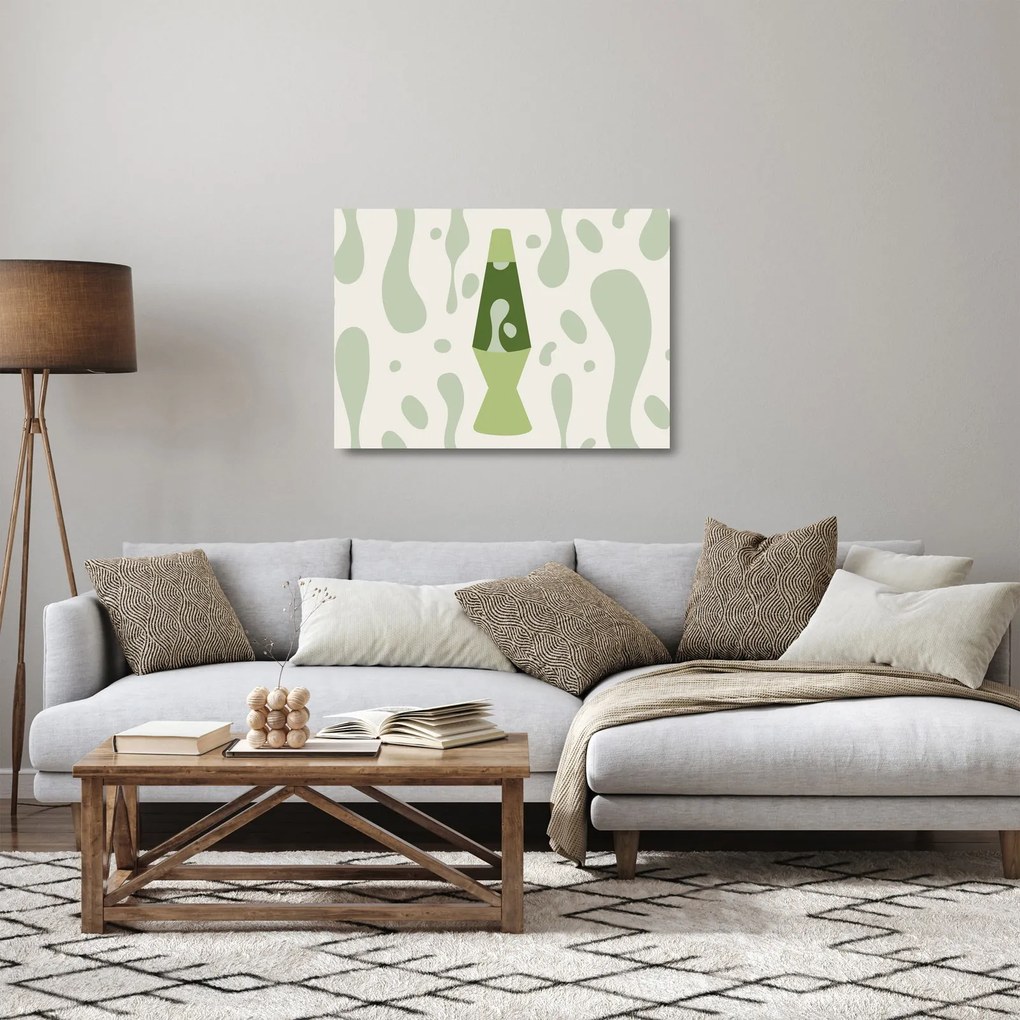 Tablou pe sticlă - Hippies, lampa de lavă (70x50 cm)