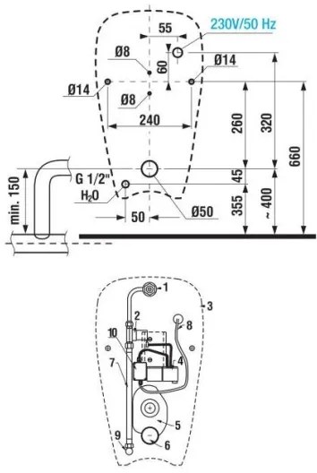Pisoar JIKA H8430700000001 GOLEM admisie interioară, evacuare posterioară ceramică/alb