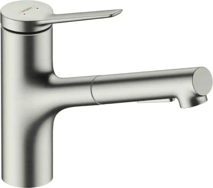 Baterie bucatarie cu dus extractibil Hansgrohe Zesis M33 150 cu 2 jeturi finisaj otel inoxidabil