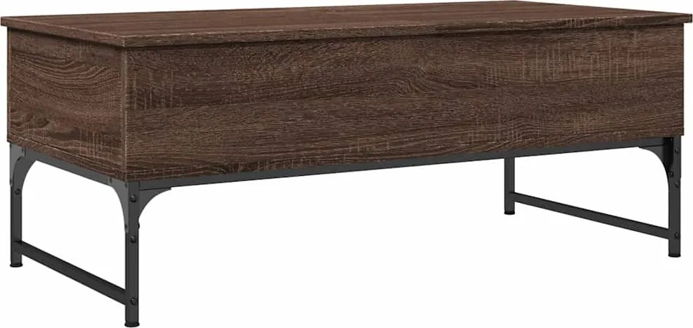 vidaXL Măsuță de cafea, stejar maro, 100x50x40cm, lemn prelucrat/metal