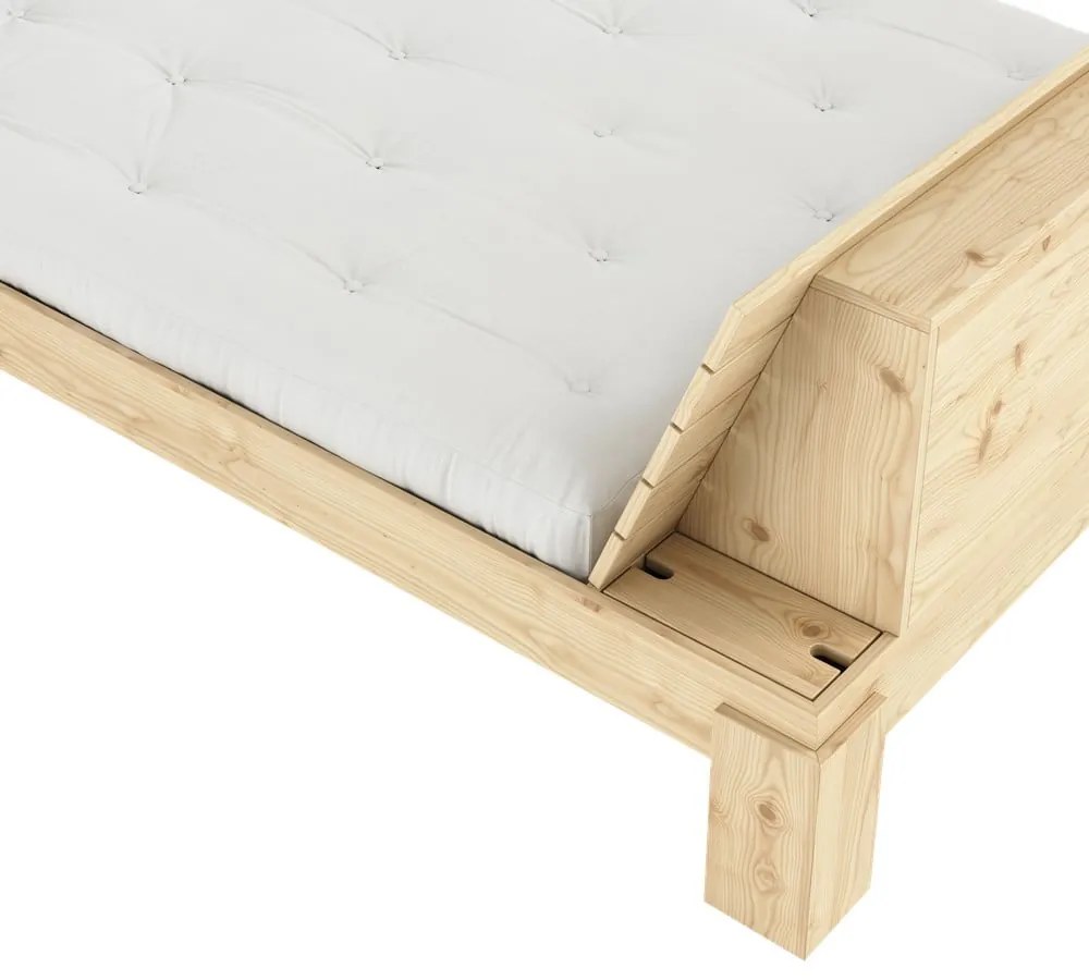 Pat matrimonial în culoare naturală din lemn de pin cu somieră 140x200 cm Layers – Karup Design