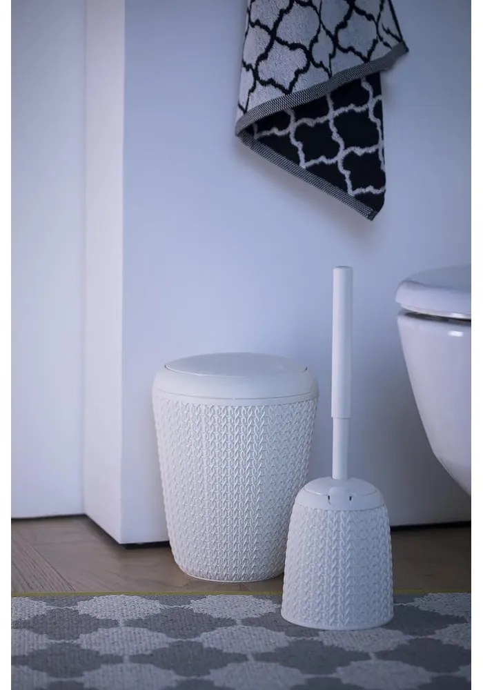 Coș de gunoi alb pentru baie Curver Knit, 7 l