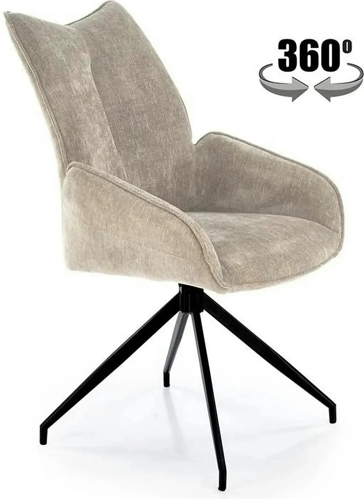 Scaun rotativ K553, bej/negru, stofa clasica/metal, 60x66x96 cm