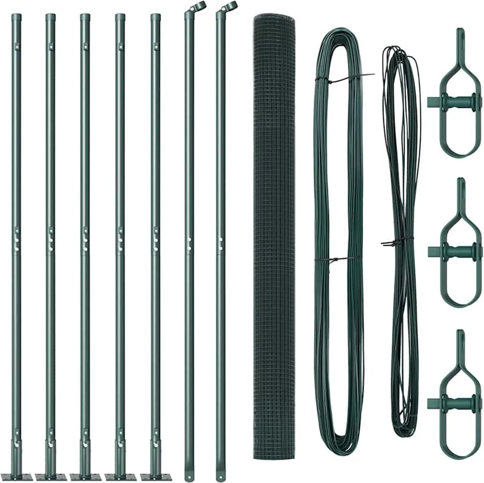 vidaXL Stâlp de gard. Verde 10 x 1,5 m (plasă de 16 x 16 mm)