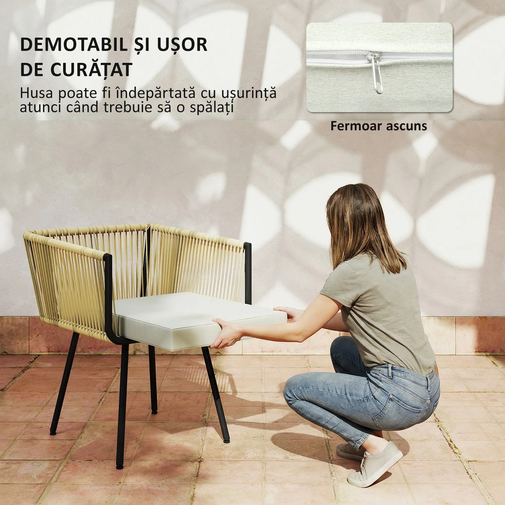 Outsunny Set de Grădină 5 Piese cu Masă din Lemn-Plastic | Aosom Romania