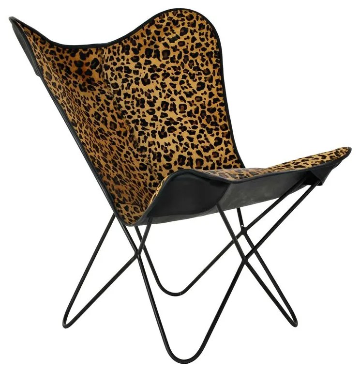 Scaun dkd home decor negru metal maro piele (73 x 70 x 93 cm)