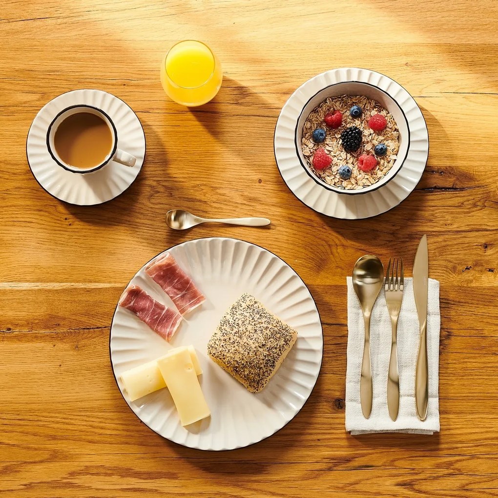 Set de 8 farfurii adânci și întinse Mäser OSITA – crem