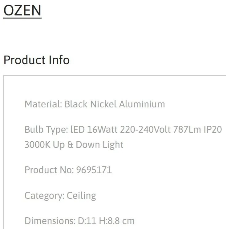 Spot LED aplicat diametru 11cm OZEN nickel negru, NVL-9695171