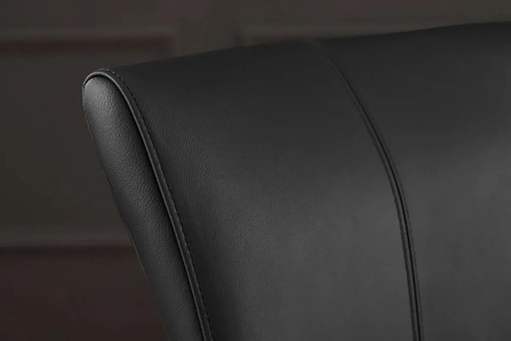 Set de 2 scaune, Metal, Piele Naturala, Negru, SAMSON