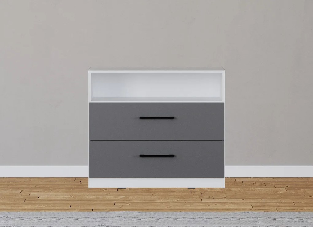 Set mobila dormitor gri cu alb - Pablo - Configuratia 1