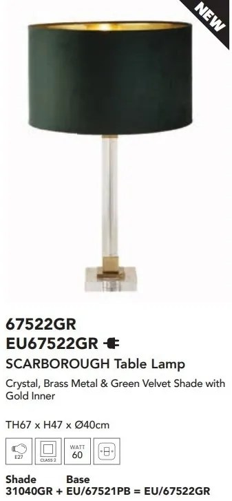 Veioza/Lampa de masa design modern Scarborough, verde