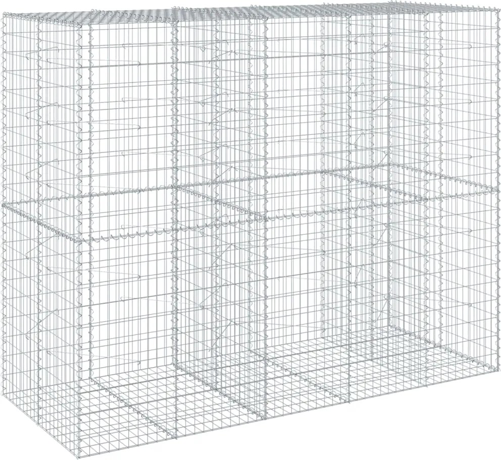 vidaXL Coș gabion cu capac, 250x100x200 cm, fier galvanizat
