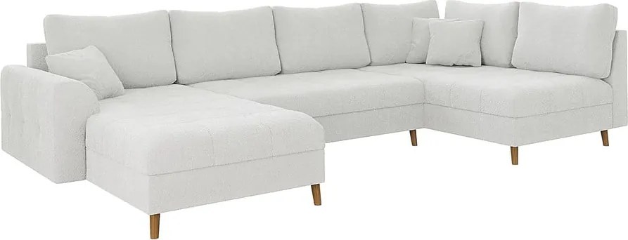 Colțar crem cu tapițerie din țesătură bouclé (colț stânga /în formă de "U") Ariella – Ropez