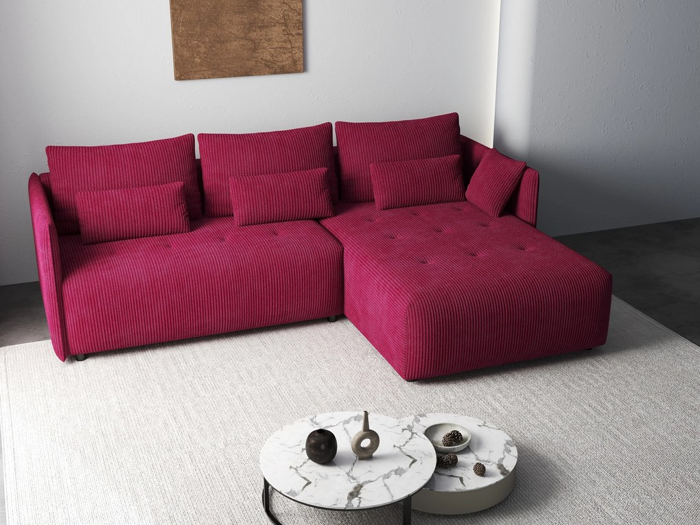 Colțar extensibil dumonde cu ladă de depozitare si sezut confortabil din spuma high-density, Malta Zoom Red II 235x185 cm