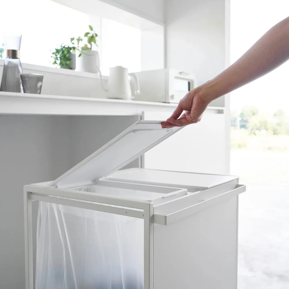 Coș de gunoi alb de reciclat din metal Tower – YAMAZAKI