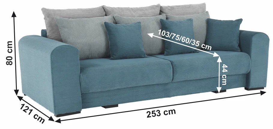 Canapea foarte spatioasa, albastru, mentol, gri deschis, GILEN BIG SOFA