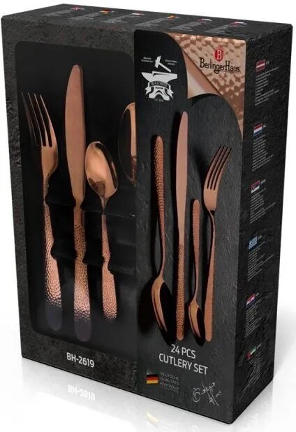 Set Tacamuri 24 piese efect oglinda Rose Gold Metallic Collection Berlinger Haus BH 2619