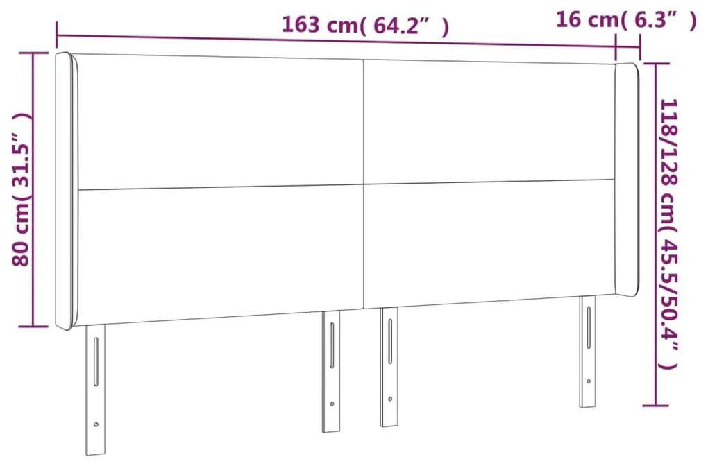 Tablie de pat cu LED, cappuccino, 163x16x118 128 cm, piele eco 1, Cappuccino, 163 x 16 x 118 128 cm