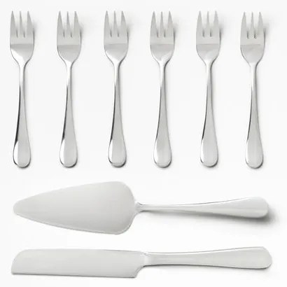 Furculițe pentru desert albe-argintii din oțel inoxidabil The Essentials Cake Tools – Printworks