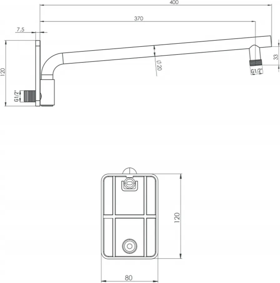 Brat de dus pivotant culoare alb Deante, Cascada Alb mat