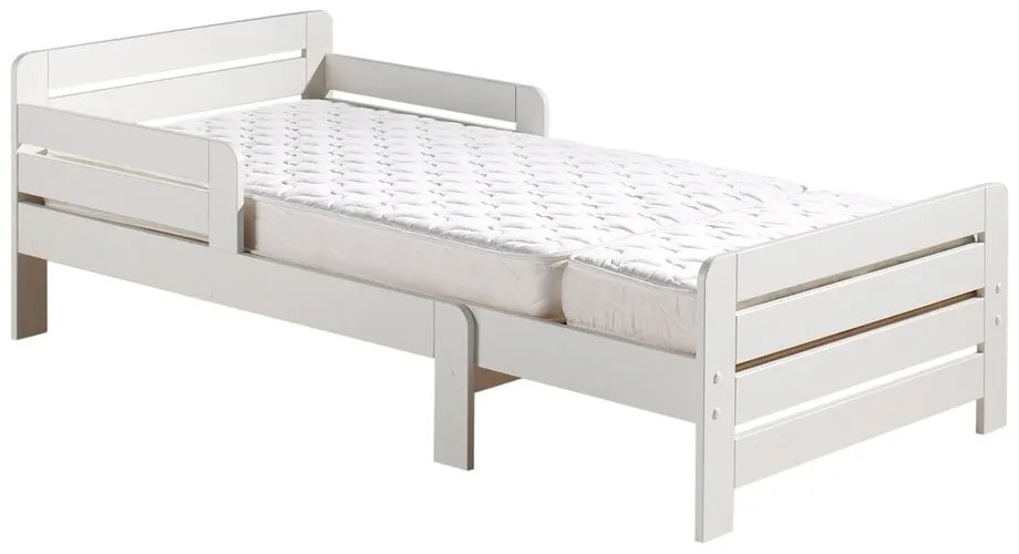 Pat pentru copii alb reglabil din lemn de pin cu somieră Jumper – Vipack