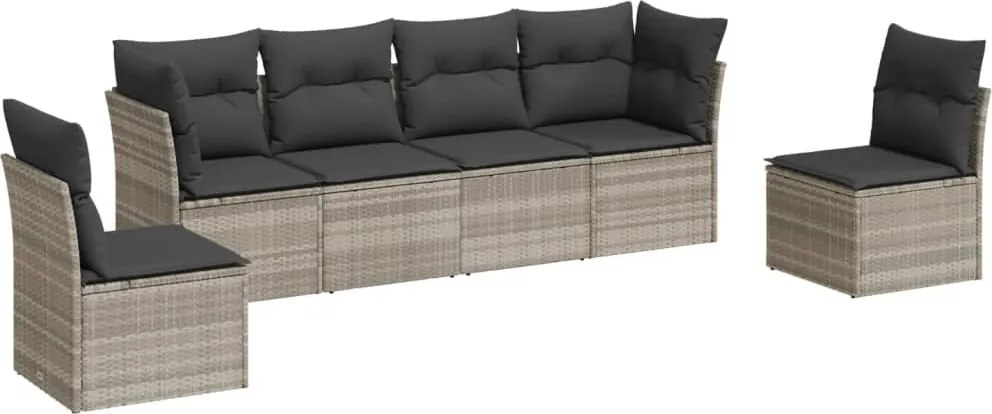 vidaXL Set canapele de grădină cu perne, 6 piese gri deschis poliratan
