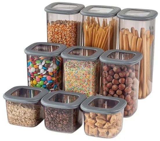 Set de Cutii pentru Depozitare, 9 Piese, Culoare Antracit, 964FRM1108
