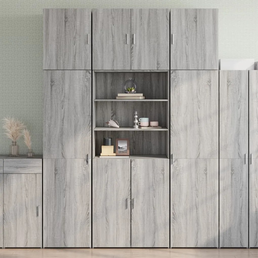 vidaXL Dulap înalt, sonoma gri, 80x42,5x249 cm, lemn prelucrat