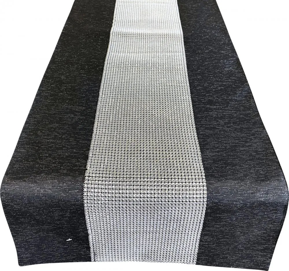 Față de masă neagră elegantă decorată cu zirconiu cubic Lățime: 40 cm | Lungime: 180 cm