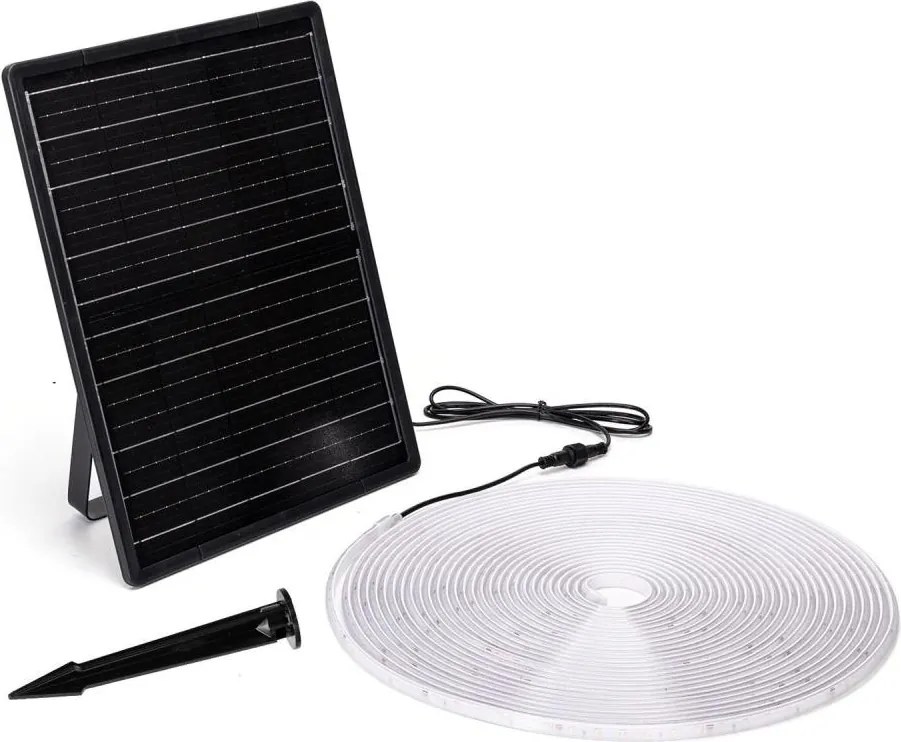 Aigostar - Bandă LED solară reglabilă, 20 W, 3,2 V, 20 m, 2700 K, IP65, cu telecomandă