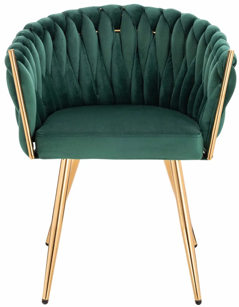 HR750 Scaun cu picioare Aurie Verde din Catifea