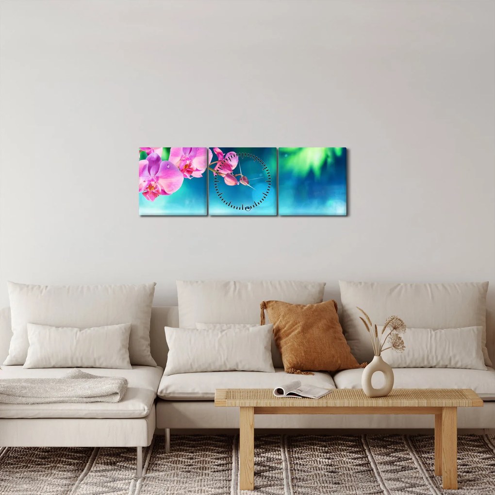 Tablou - Orhidee (cu ceas) (90x30 cm)