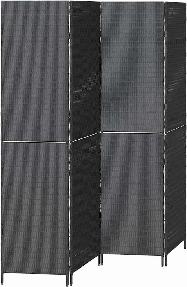 vidaXL Separator de cameră Manual Negru 195 x 180 cm poliratan