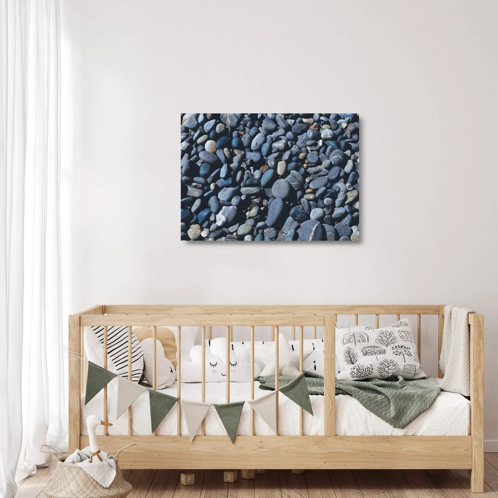 Tablou pe sticlă cu pietre pe plajă (70x50 cm)