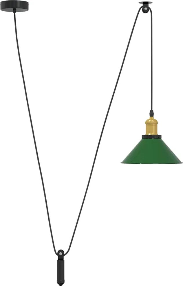 vidaXL Lampă suspendată reglabilă pe înălțime E27 verde lucios metal