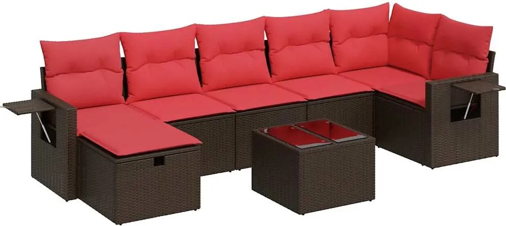 vidaXL Set canapele de grădină cu perne, 8 piese, maro, poliratan