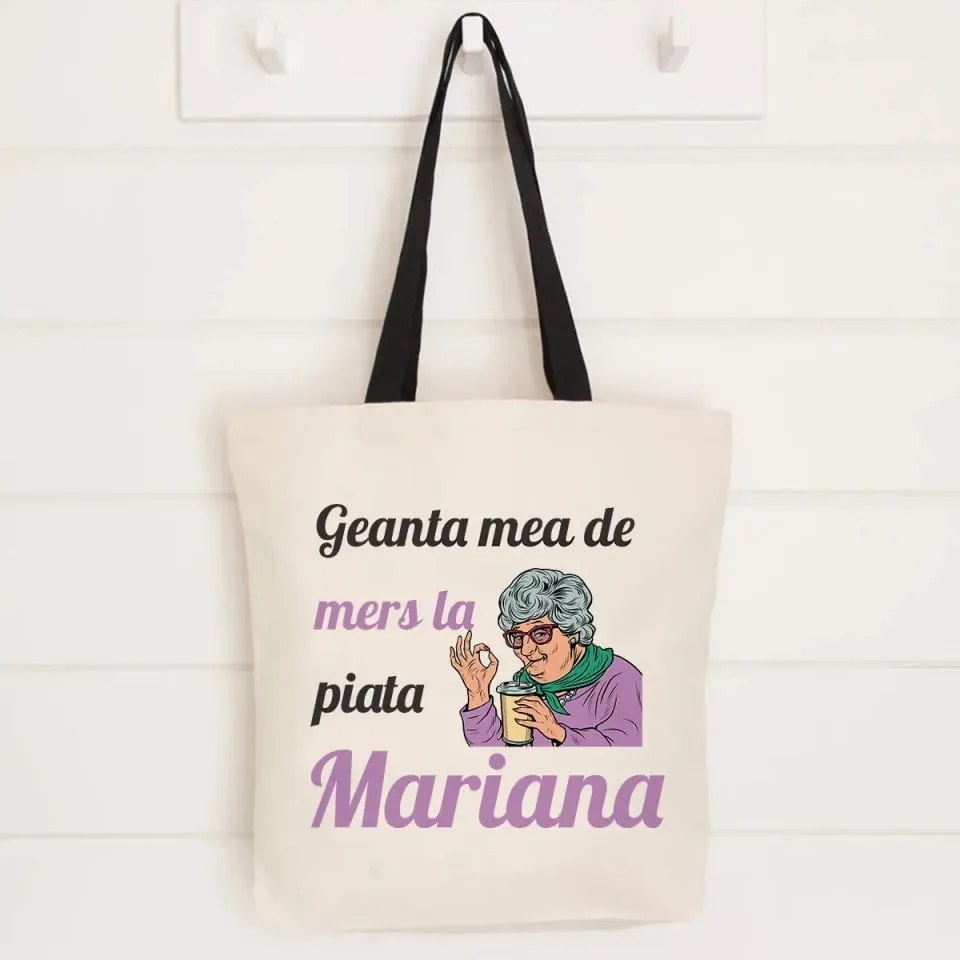 Geanta personalizata cu nume si text