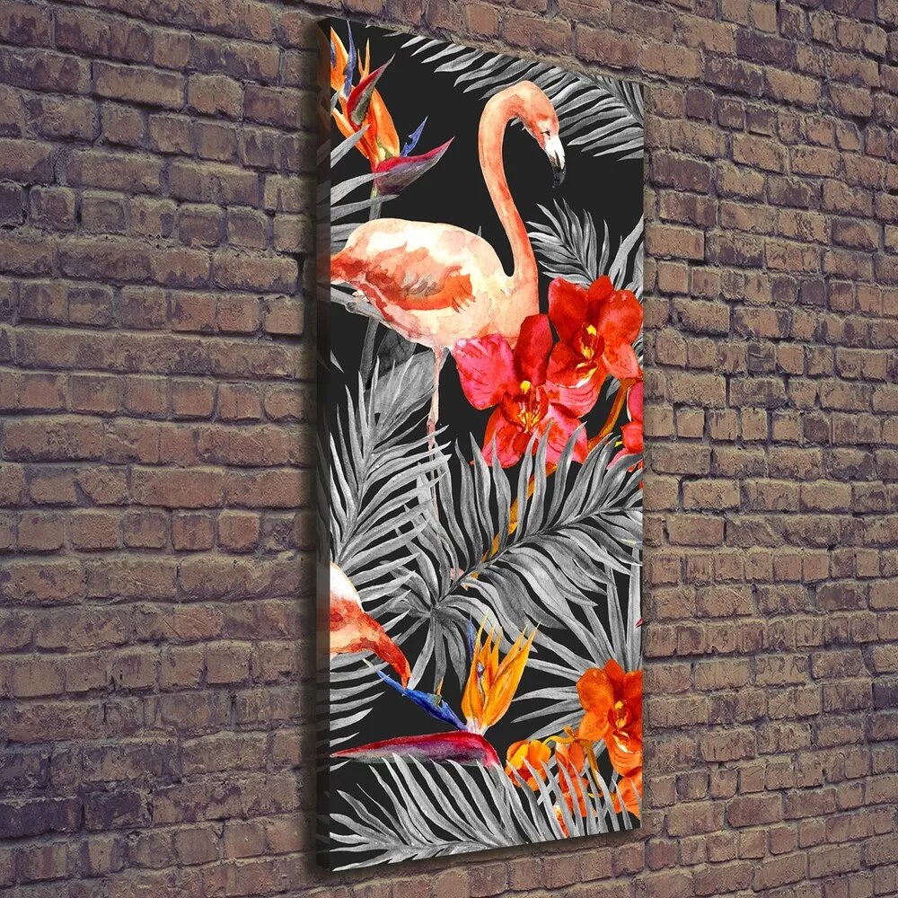 Print pe canvas Flamingos și flori