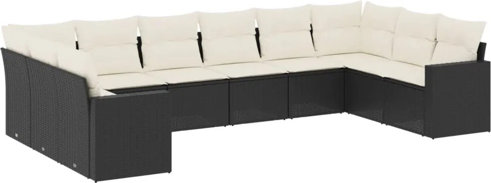 vidaXL Set canapele de grădină cu perne, 10 piese, negru, poliratan