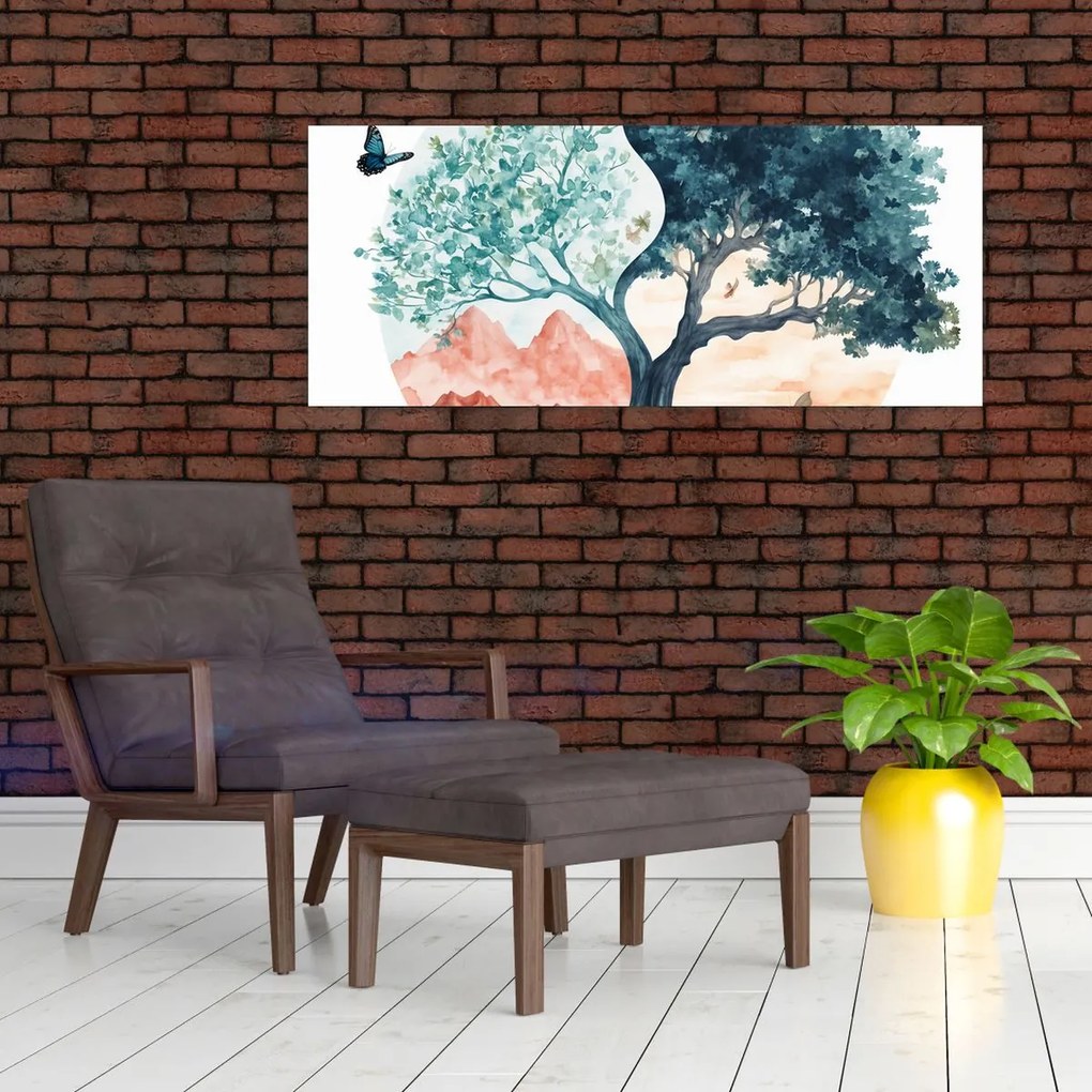 Tablou – Arbore acvarelă plin de viață (120x50 cm)