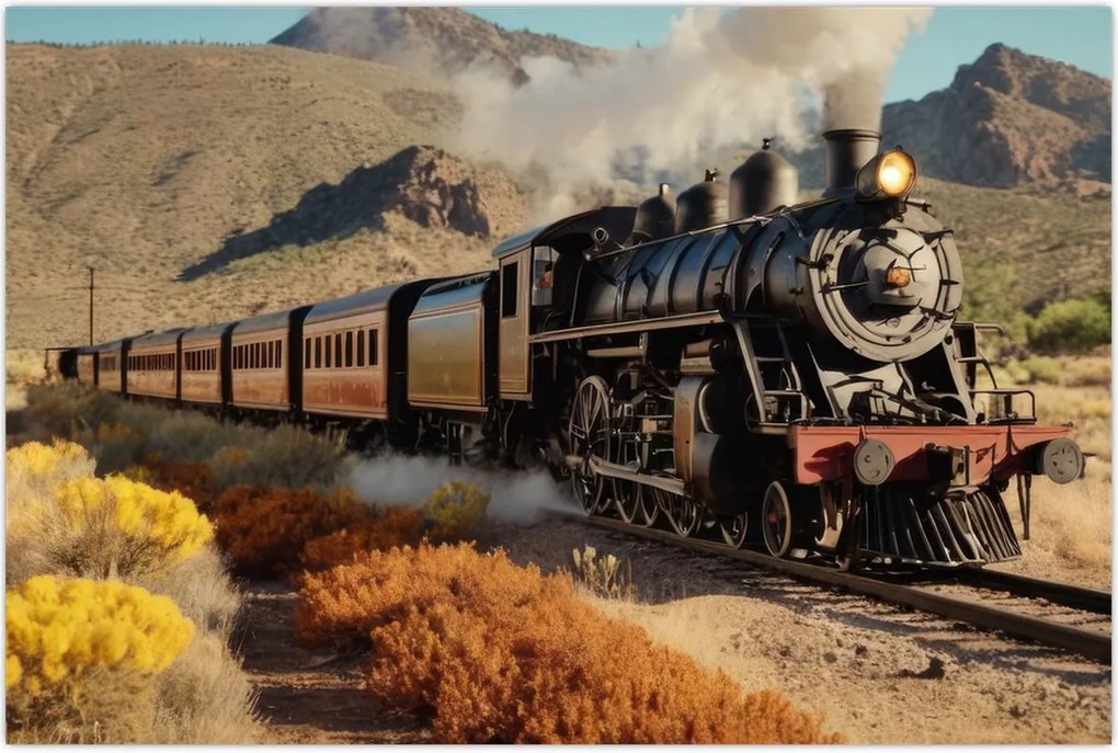 Tablou - Locomotivă cu aburi (90x60 cm)