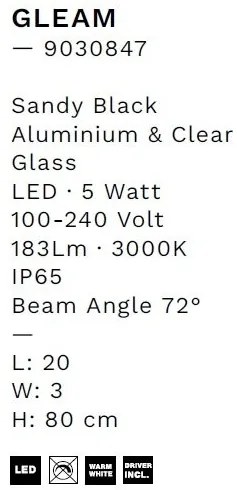 Stalp LED iluminat exterior decorativ IP65 GLEAM H-80cm