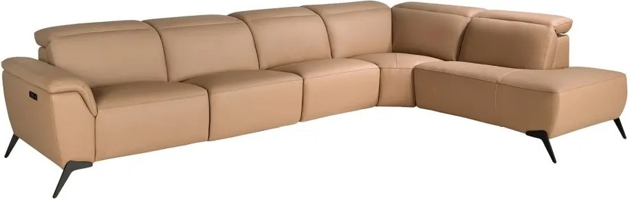 Coltar modular LUX design italian cu sezlong dreapta Piele Naturala, Brown