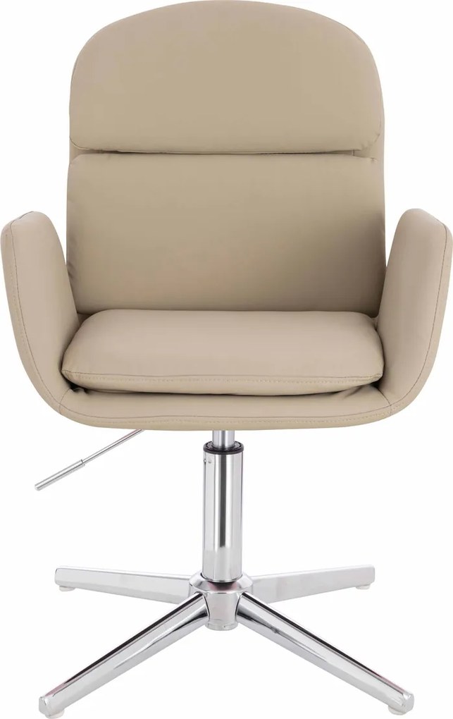 HR480CROSS Scaun Crem Piele Ecologica Premium Soft cu Bază Cromata