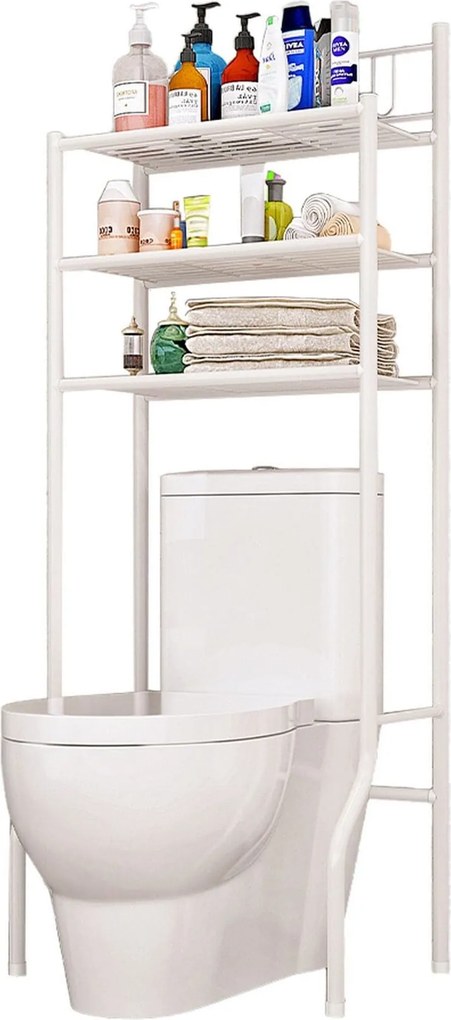 Raft baie REMIN, alb, metal, 61x37x151 cm